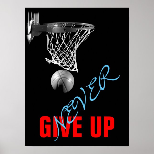 Poster N'abandonnez jamais l'impression de basket-ball ré (Devant)