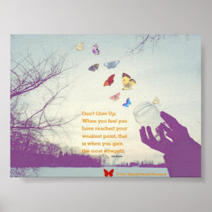 Poster N'abandonnez pas l'affiche de papillon