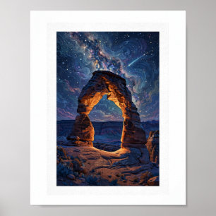 Poster Nachthimmel über Delicate Arch