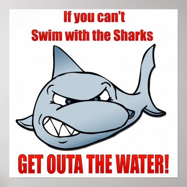 Poster Nager avec les requins (Devant)