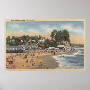 Poster Nageurs et Sunbathers sur la plage