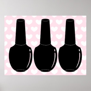 Poster Nail Polish For Life Black Nail Polish Bottles Art