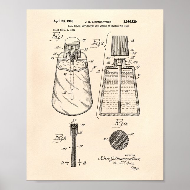 Poster Nail Polonais Applicateur 1963 Brevet Art Vieux Po (Devant)