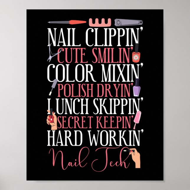 Poster Nail Tech Artist Je Suis Une Clippin Nail Mignonne (Devant)