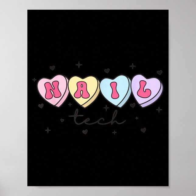 Poster Nail Tech Valentine's Day Heart Manicurist Cosmeto (Devant)