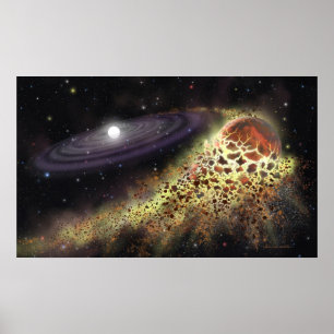 Poster Nain blanc déchiquetant une planète