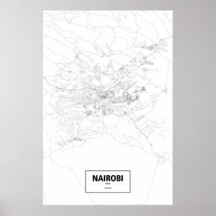Poster Nairobi, Kenya (noir sur blanc)