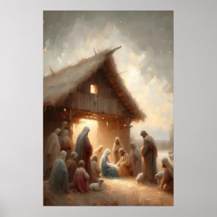 Poster Naissance de Jésus Crèche Jésus est né Christ
