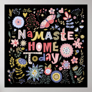Poster Namaste Accueil Aujourd'hui Folk Art Floral