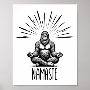 Poster Namaste Bigfoot Yoga Méditation Drôle de Yoga Bigf