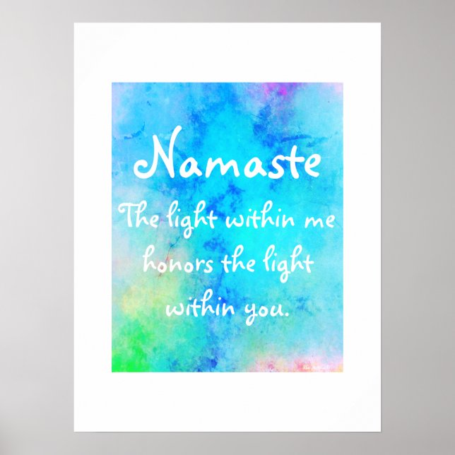 Poster Namaste Bleu Vert Méditation Yoga Aquarelle (Devant)