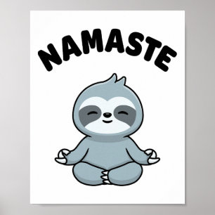 Poster Namaste Drôle Mignon Paresseux Kawaii Yoga Paresse