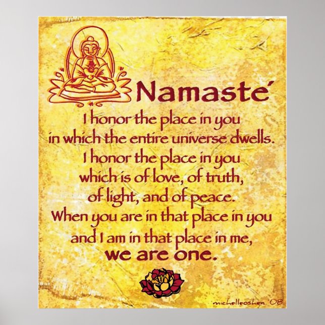 Poster Namaste Je Vous Honore Nous Sommes Un (Devant)