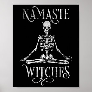 Poster Namaste squelette de yoga Halloween en détresse po