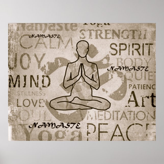Poster Namaste Yoga Lotus Charcoal Imprimer (Devant)
