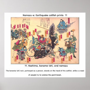 Poster Namazu-e : estampes de poisson-chat de séisme # ON