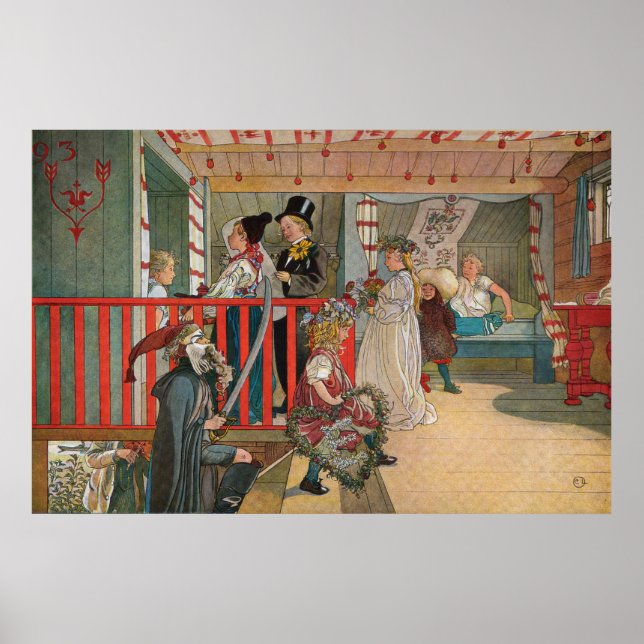 Poster Namnsdag på härbret, Carl Larsson (Devant)