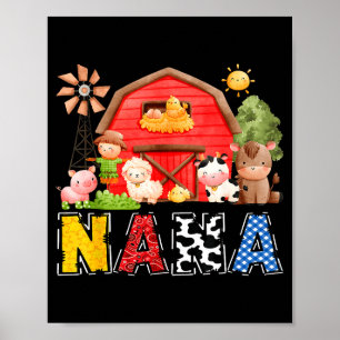 Poster Nana ferme rouge vache Anniversaire garçon tenue d