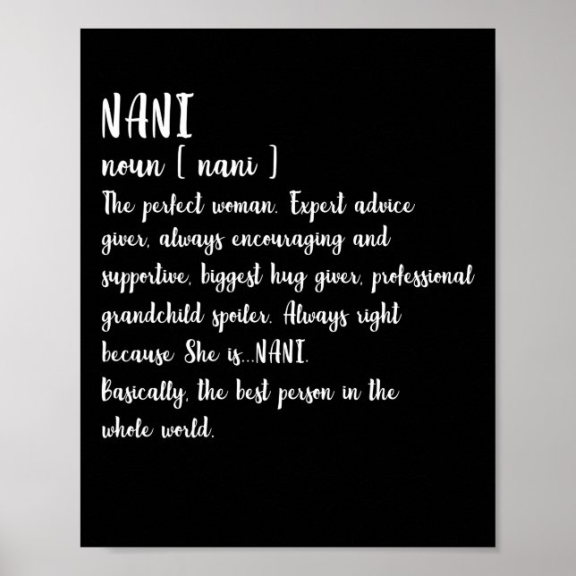 Poster Nani Définition Grand-mère Fête des mères Femmes (Devant)