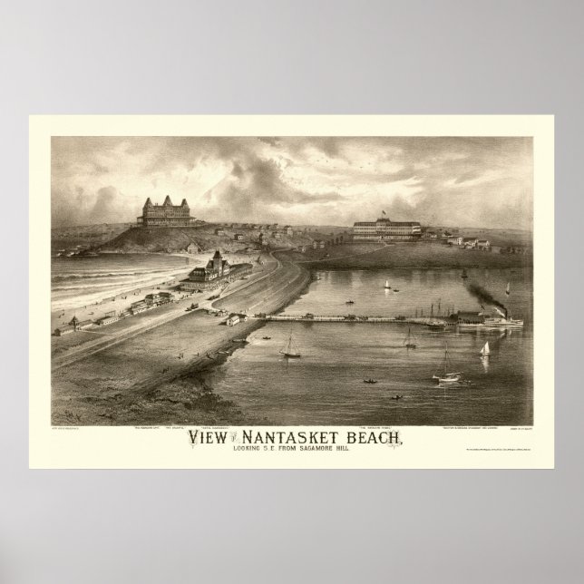 Poster Nantasket Beach, MA Carte panoramique - 1879 (Devant)