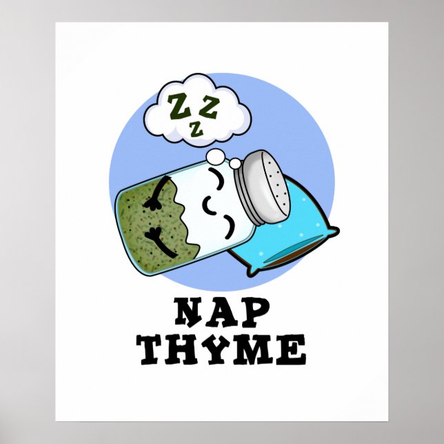 Poster Nap Thyme Funky Sleeping Herb Pun (Devant)