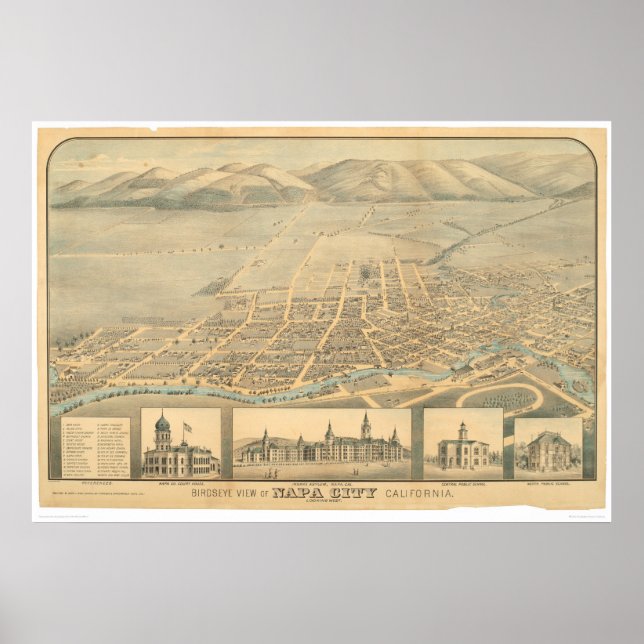 Poster Napa, CA. Carte panoramique (0684A) (Devant)