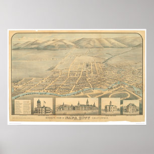 Poster Napa, carte panoramique de CA (0684A)