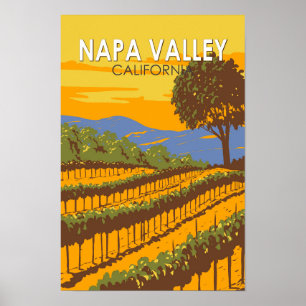 Poster Napa Valley Californie Voyage Art Rétro
