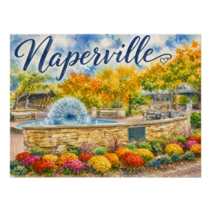 Poster Naperville Illinois Fontaine des Pissenlits Riverw