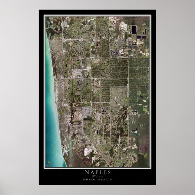 Poster Naples Florida Carte de l'affiche satellite (Devant)
