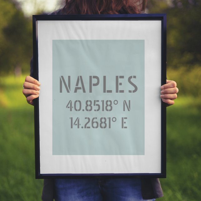 Poster Naples Italie Coordonnées Latitude et Longitude (Créateur téléchargé)