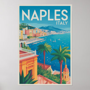 Poster Naples Italie Illustration Voyage Art Vintage