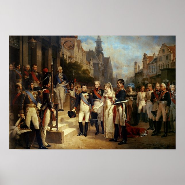 Poster Napoléon Bonaparte recevant la reine Louisa (Devant)