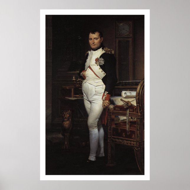 Poster Napoléon dans son étude par Jacques Louis David (Devant)