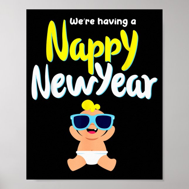 Poster Nappy New Year Diaper Expecting Pregnant Funny Hap (Devant)