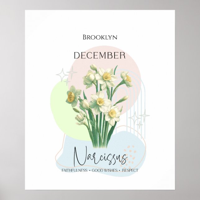 Poster Narcisse Fleur de naissance de décembre (Devant)