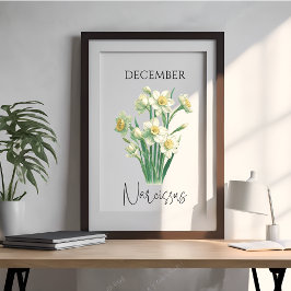 Poster Narcisse floral du mois de naissance de décembre