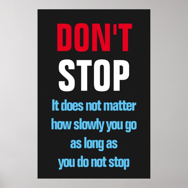 Poster N'arrêtez pas le succès Motivationnel Inspirationn (Devant)