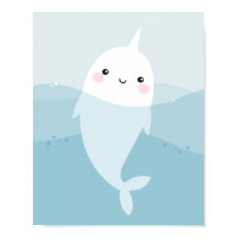 narval kawaii mou nageant dans des vagues bleu dou