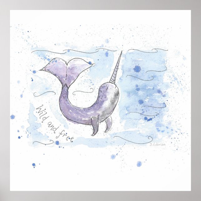 Poster Narwhal Wild et design libre (Devant)