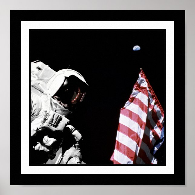Poster NASA Apollo 17 astronaute Drapeau de la lune de te (Devant)