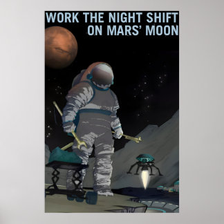 Poster NASA Exploration spatiale : travailler de nuit sur