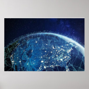 Poster NASA / Terre / Lumière nocturne universelle