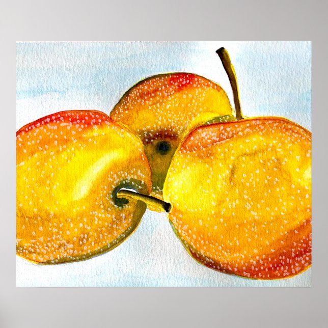 Poster Nashi poire aquarelle fruit art (Devant)