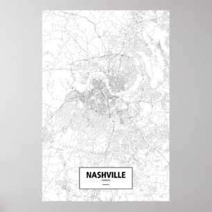 Poster Nashville, Tennessee (noir sur blanc)