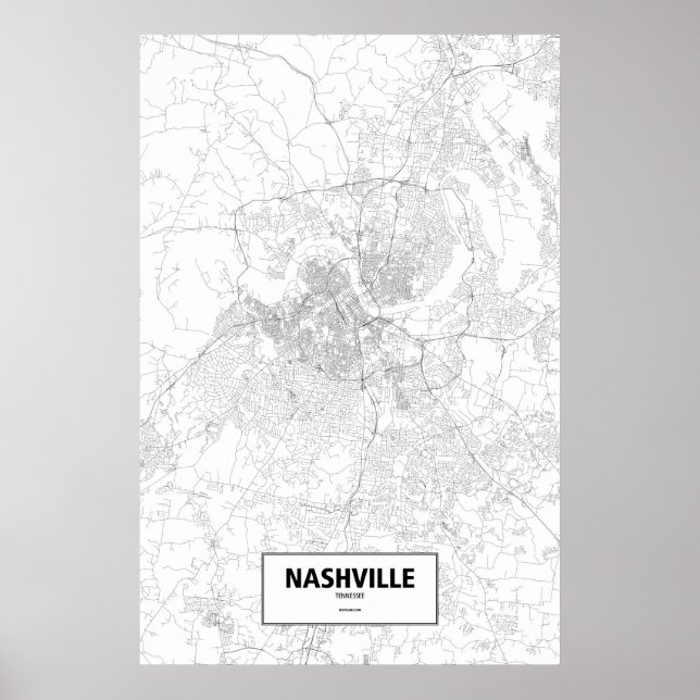 Poster Nashville, Tennessee (noir sur blanc) (Devant)