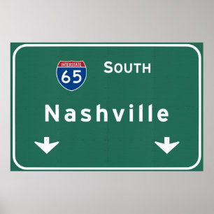 Poster Nashville Tennessee tn Interstate Highway Freeway