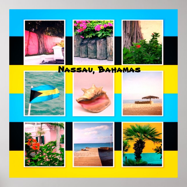 Poster Nassau, Bahamas Photo Collage (Devant)