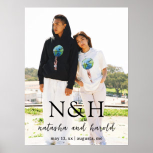 Poster Natasha Photo Monogramme Mariage moderne