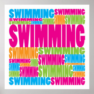 Poster Natation colorée